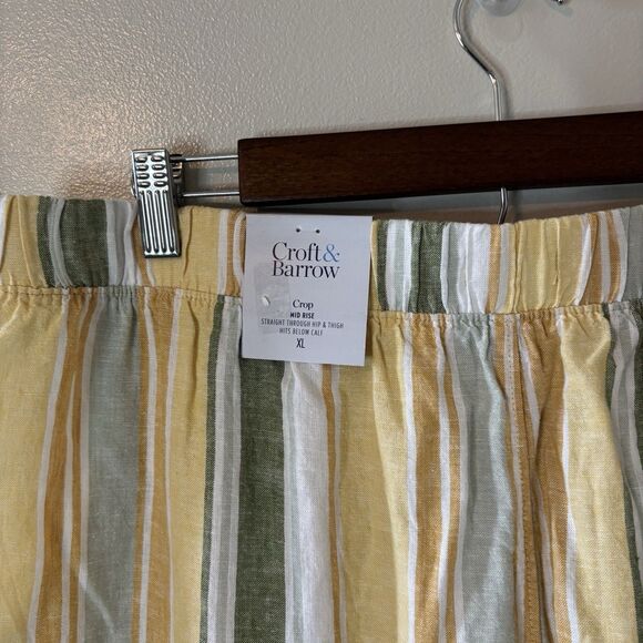 Croft & Barrow NEW Linen Blend Wide Leg Pants Yellow Striped Elastic Waist Sz XL - Picture 5 of 9